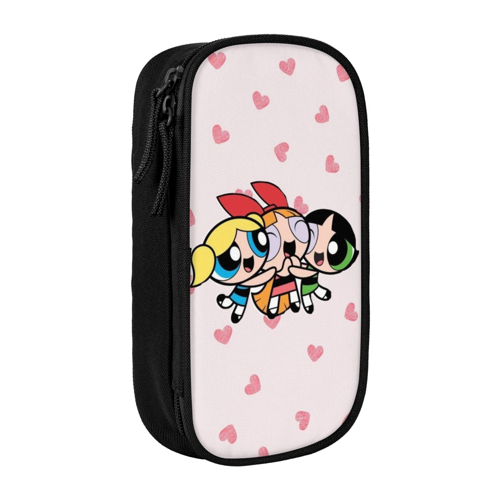 The Powerpuff Gi-rls Pencil Case Large Capacity Pencil Pouch Pen Bag Office Stationery Organizer Travel Makeup Bag Black