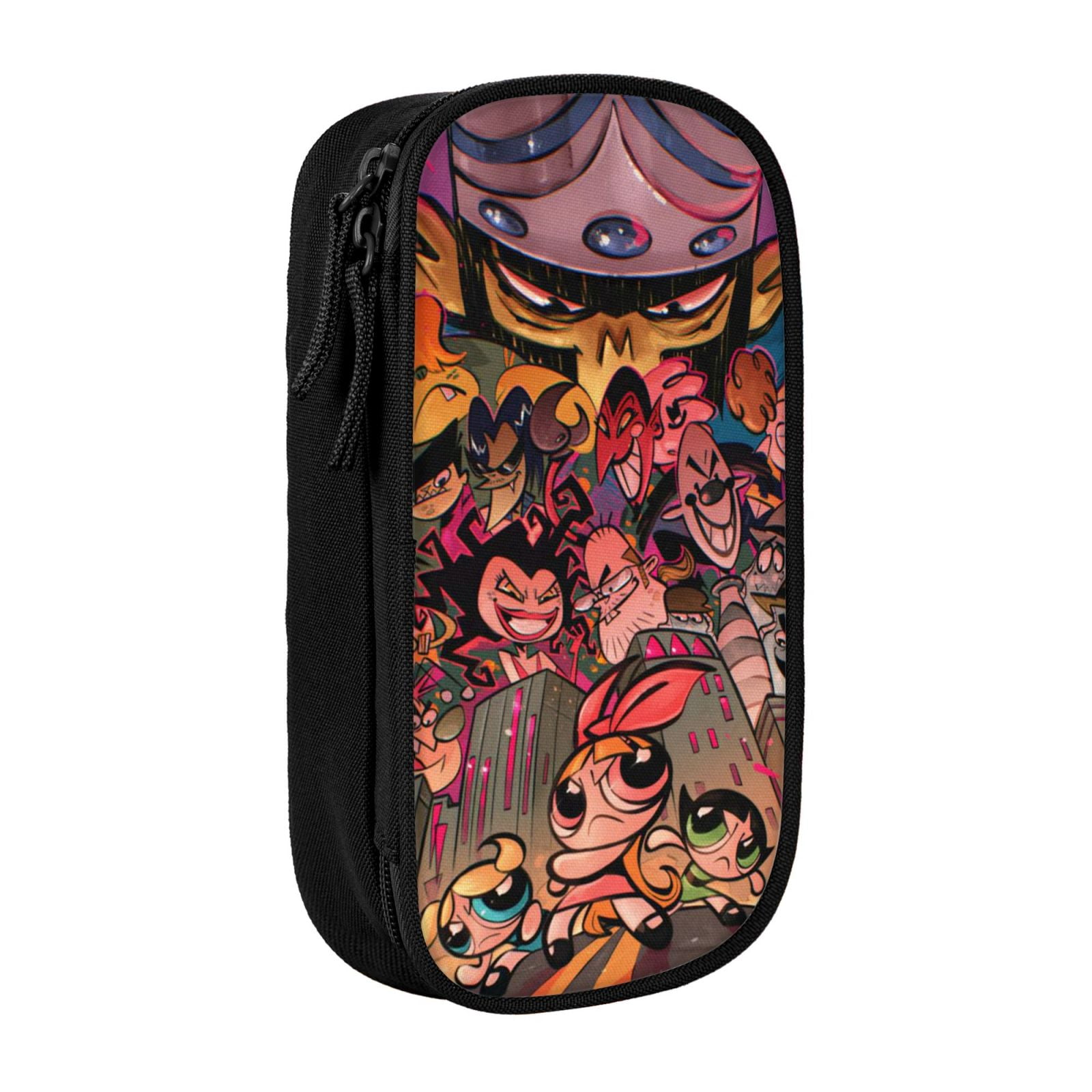 The Powerpuff Gi-rls Pencil Case Large Capacity Pencil Pouch Pen Bag Office Stationery Organizer Travel Makeup Bag Black