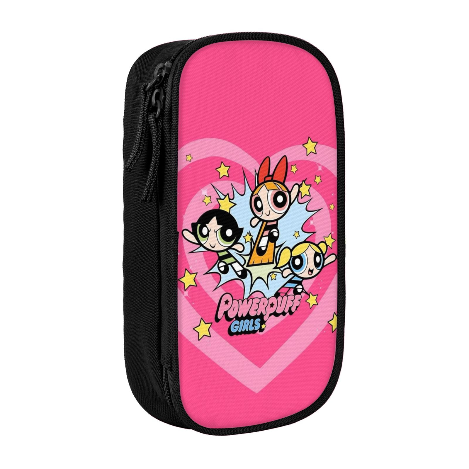 The Powerpuff Gi-rls Pencil Case Large Capacity Pencil Pouch Pen Bag Office Stationery Organizer Travel Makeup Bag Black