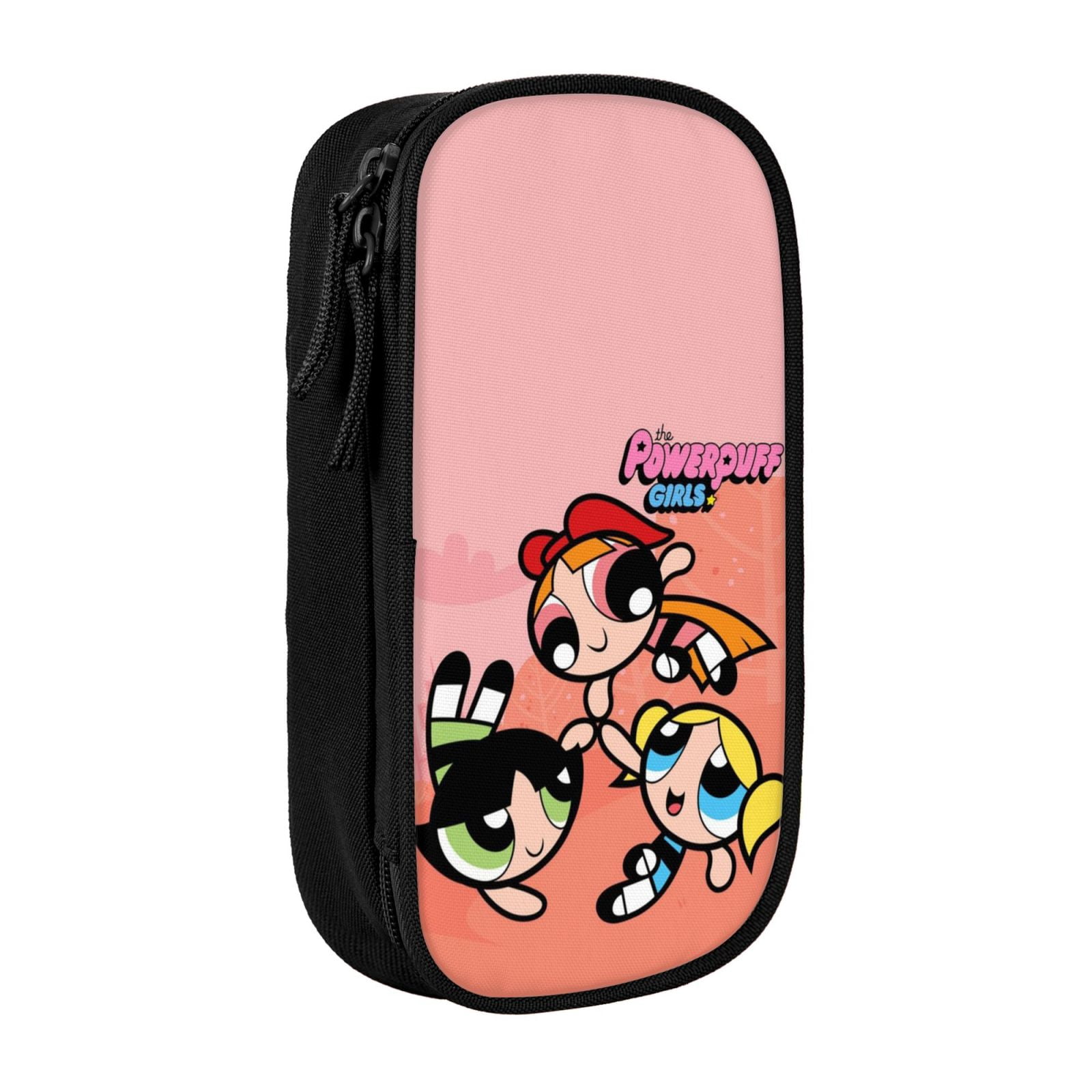 The Powerpuff Gi-rls Pencil Case Large Capacity Pencil Pouch Pen Bag Office Stationery Organizer Travel Makeup Bag Black