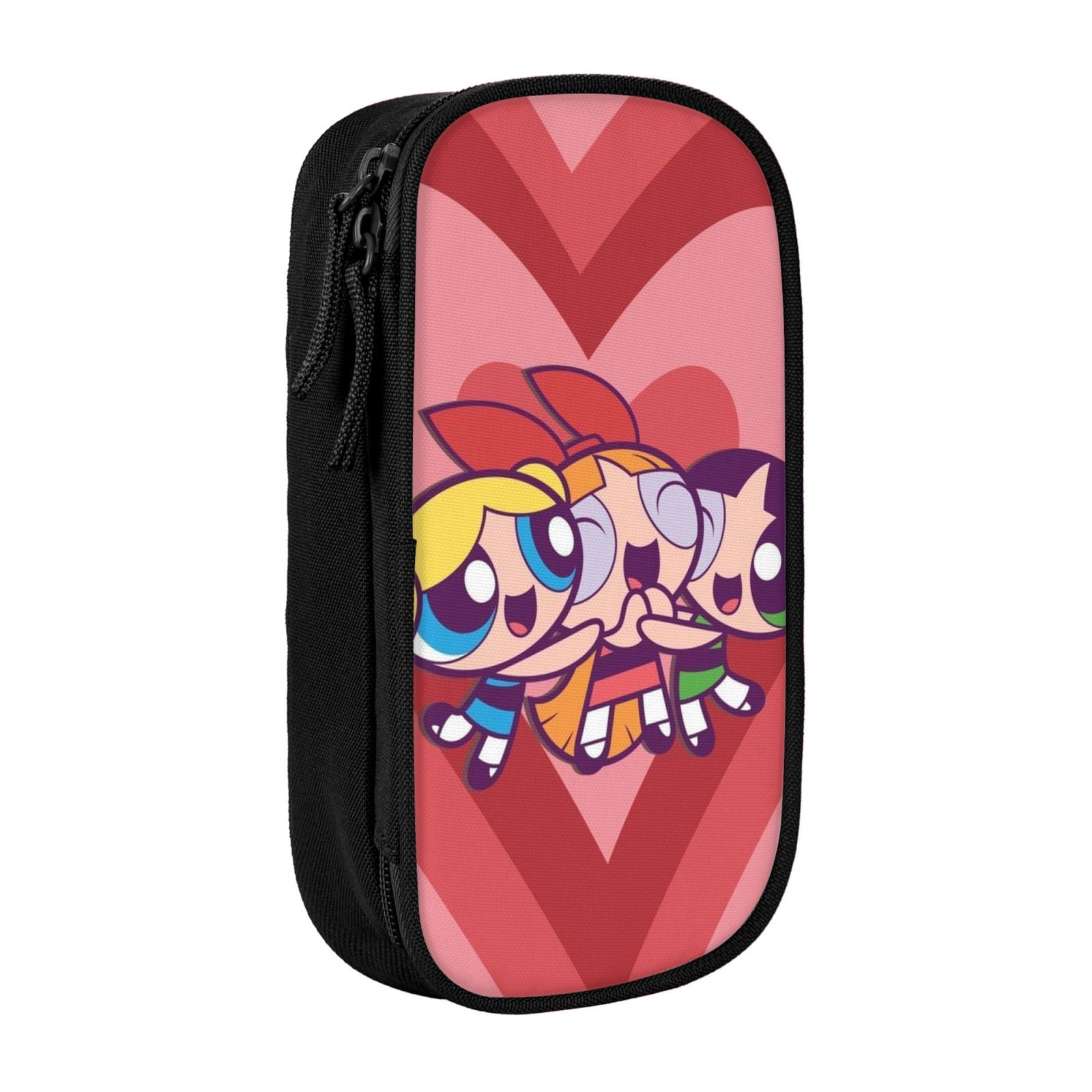 The Powerpuff Gi-rls Pencil Case Large Capacity Pencil Pouch Pen Bag Office Stationery Organizer Travel Makeup Bag Black