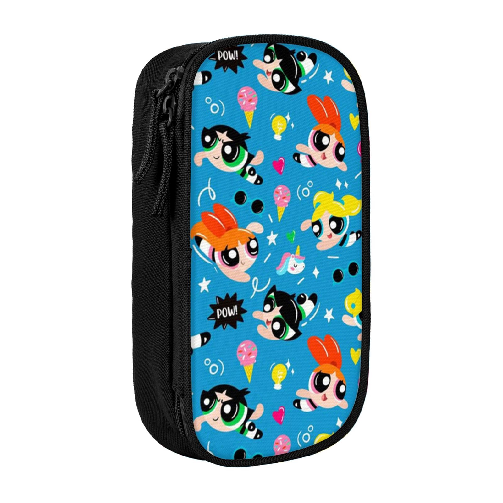 The Powerpuff Gi-rls Pencil Case Large Capacity Pencil Pouch Pen Bag Office Stationery Organizer Travel Makeup Bag Black