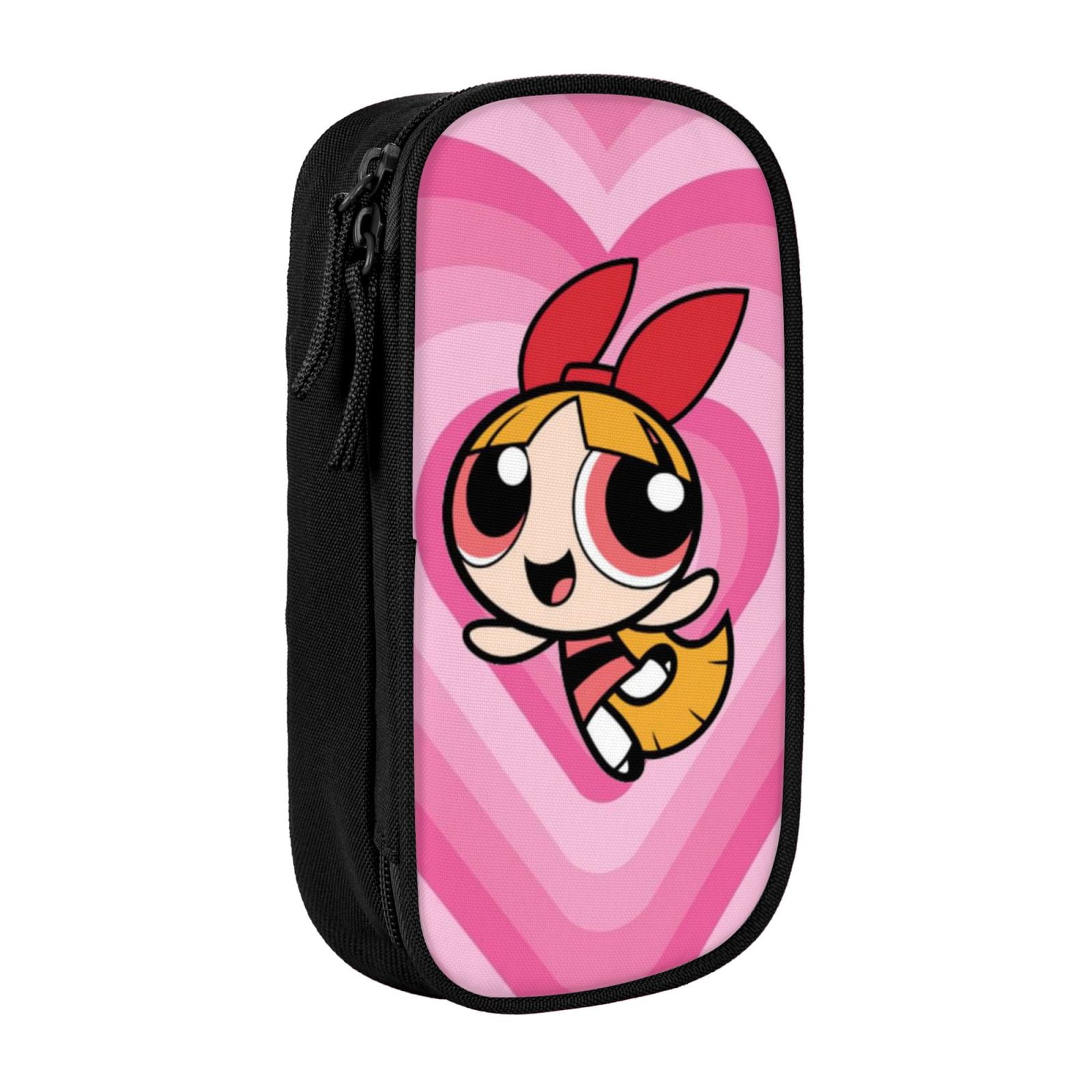 The Powerpuff Gi-rls Pencil Case Large Capacity Pencil Pouch Pen Bag Office Stationery Organizer Travel Makeup Bag Black