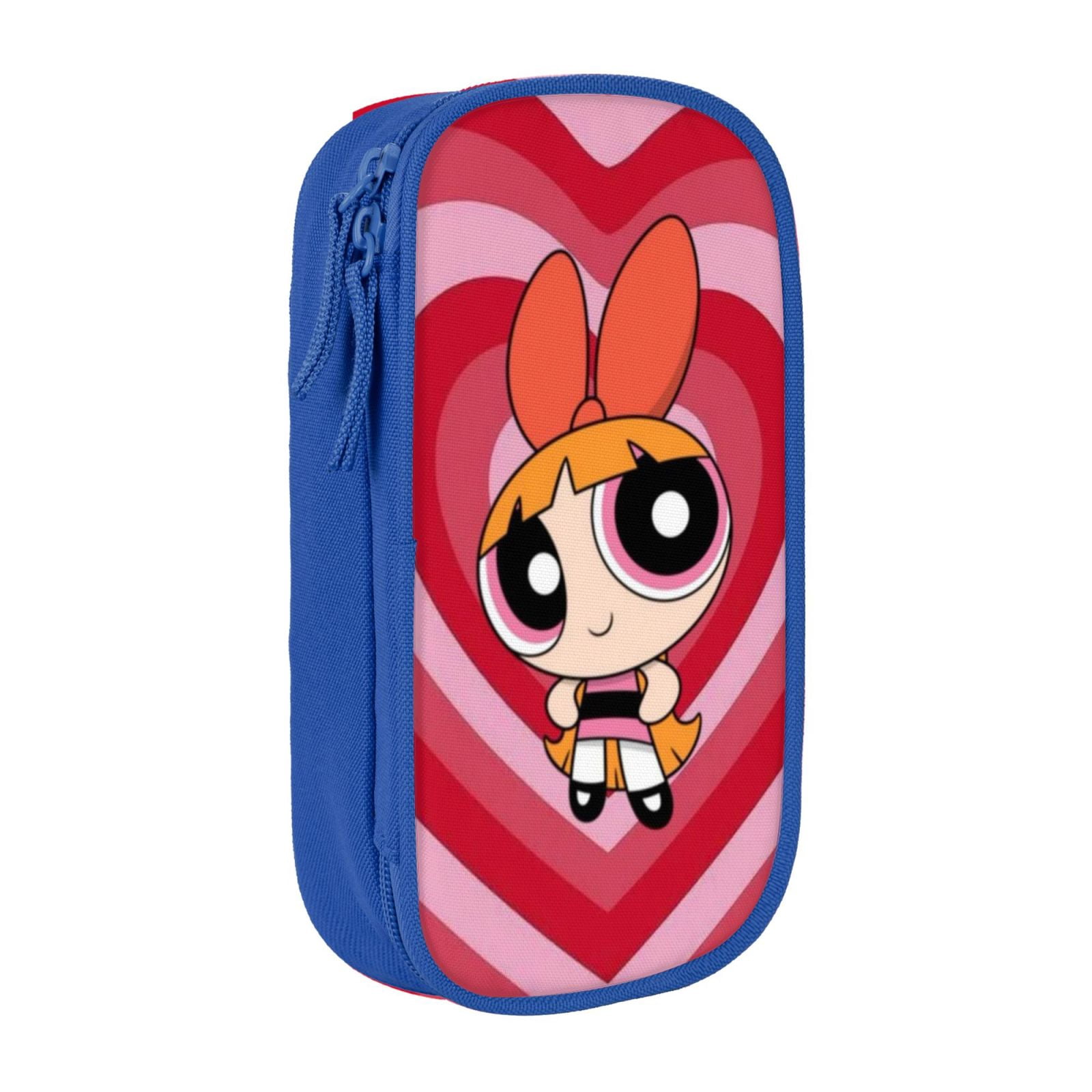 The Powerpuff Gi-rls Pencil Case Large Capacity Pencil Pouch Pen Bag Office Stationery Organizer Travel Makeup Bag Blue