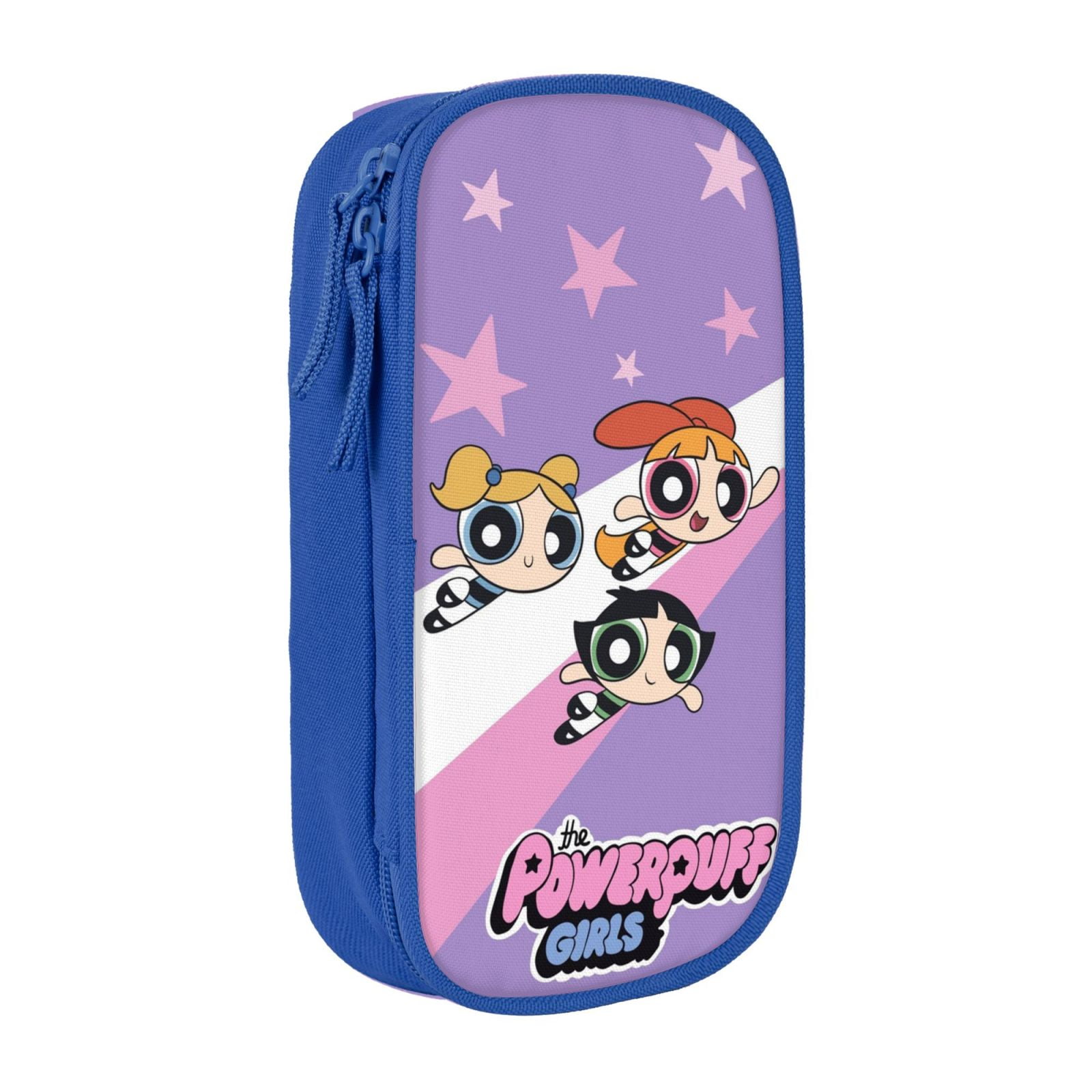 The Powerpuff Gi-rls Pencil Case Large Capacity Pencil Pouch Pen Bag Office Stationery Organizer Travel Makeup Bag Blue