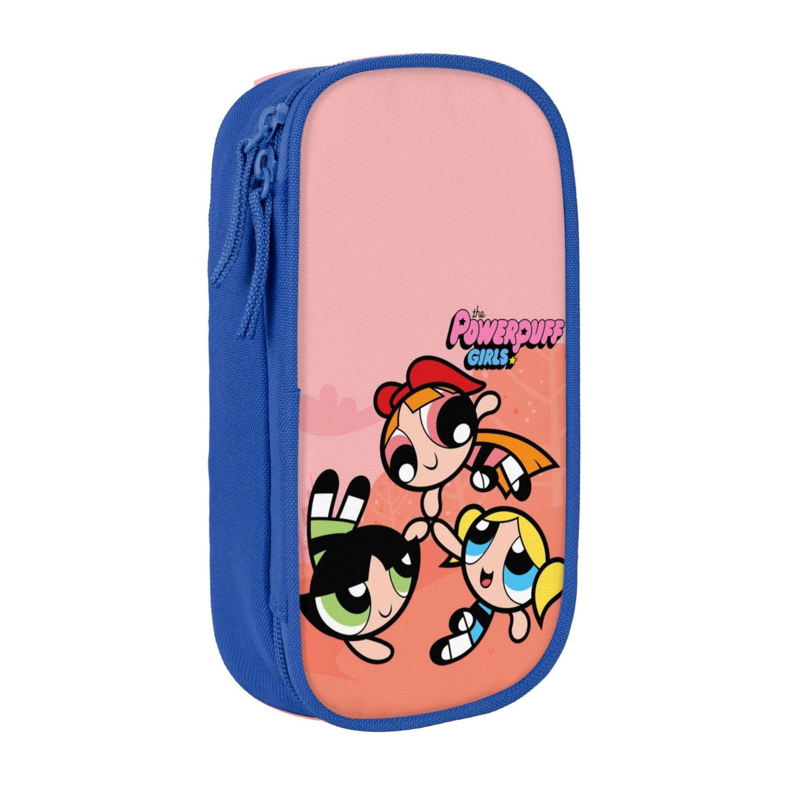 The Powerpuff Gi-rls Pencil Case Large Capacity Pencil Pouch Pen Bag Office Stationery Organizer Travel Makeup Bag Blue
