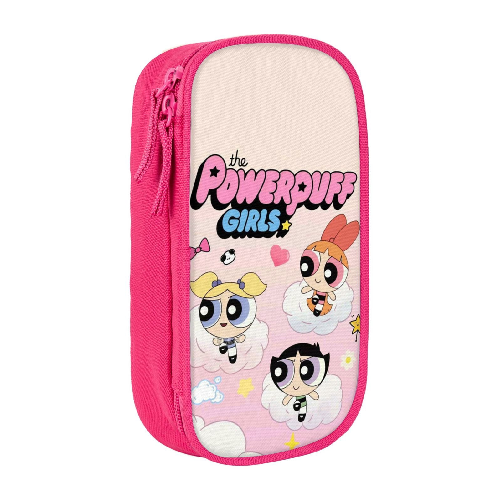 The Powerpuff Gi-rls Pencil Case Large Capacity Pencil Pouch Pen Bag Office Stationery Organizer Travel Makeup Bag Pink