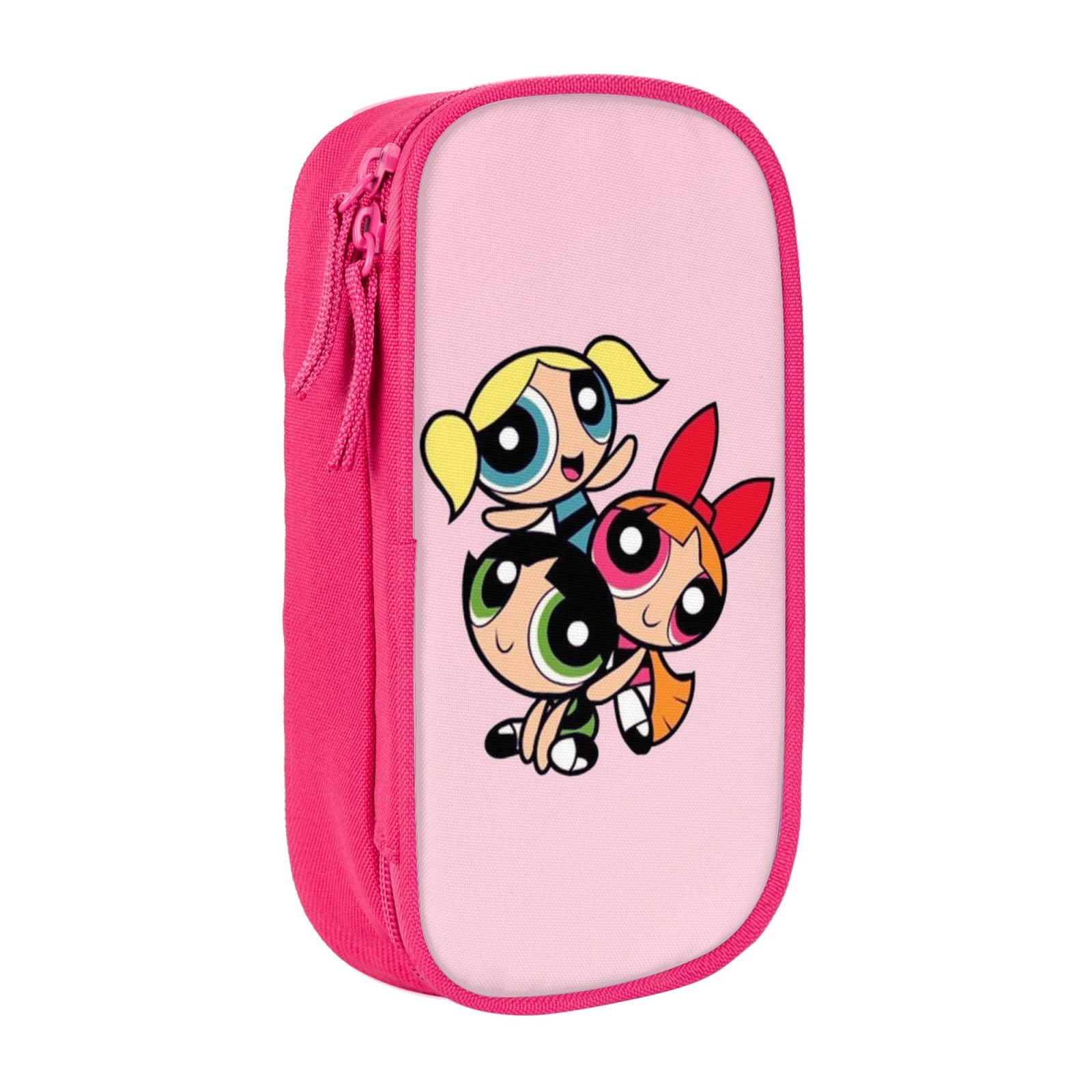 The Powerpuff Gi-rls Pencil Case Large Capacity Pencil Pouch Pen Bag Office Stationery Organizer Travel Makeup Bag Pink