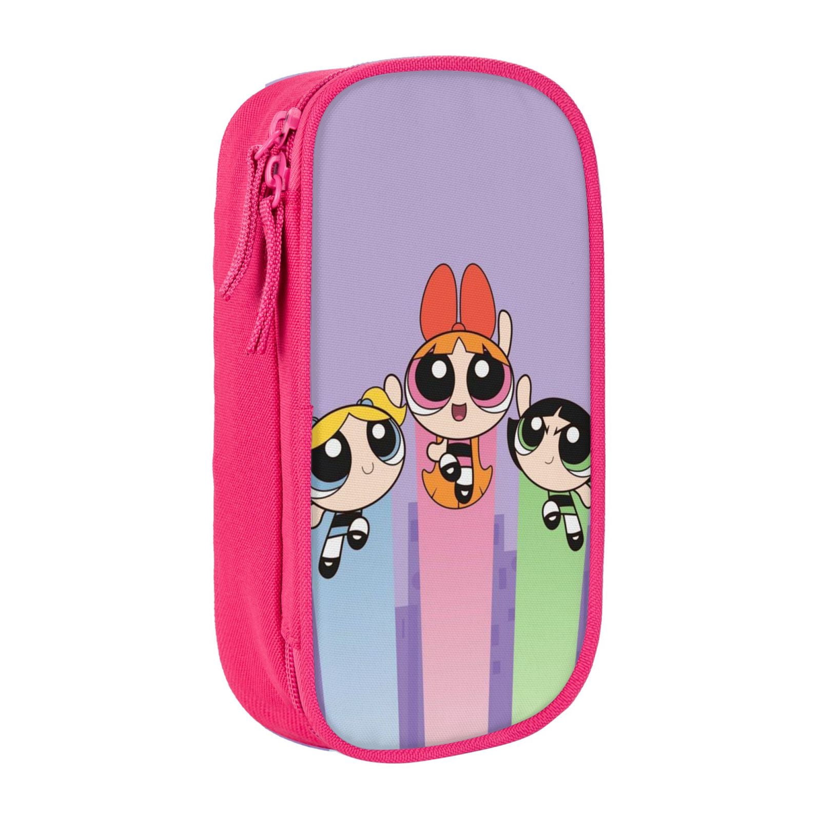 The Powerpuff Gi-rls Pencil Case Large Capacity Pencil Pouch Pen Bag Office Stationery Organizer Travel Makeup Bag Pink