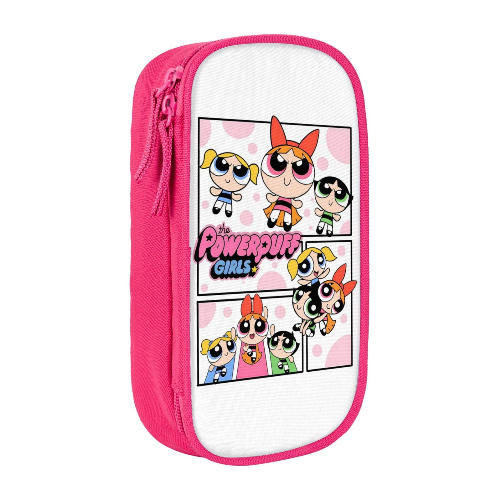 The Powerpuff Gi-rls Pencil Case Large Capacity Pencil Pouch Pen Bag Office Stationery Organizer Travel Makeup Bag Pink