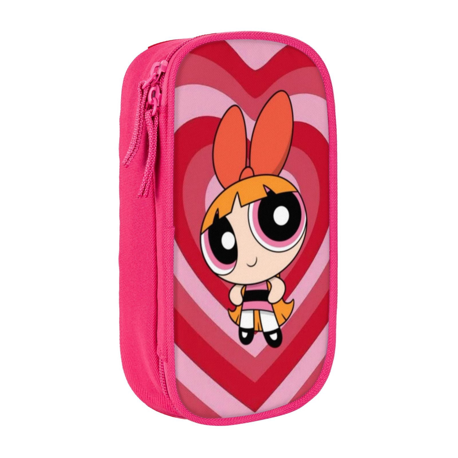 The Powerpuff Gi-rls Pencil Case Large Capacity Pencil Pouch Pen Bag Office Stationery Organizer Travel Makeup Bag Pink