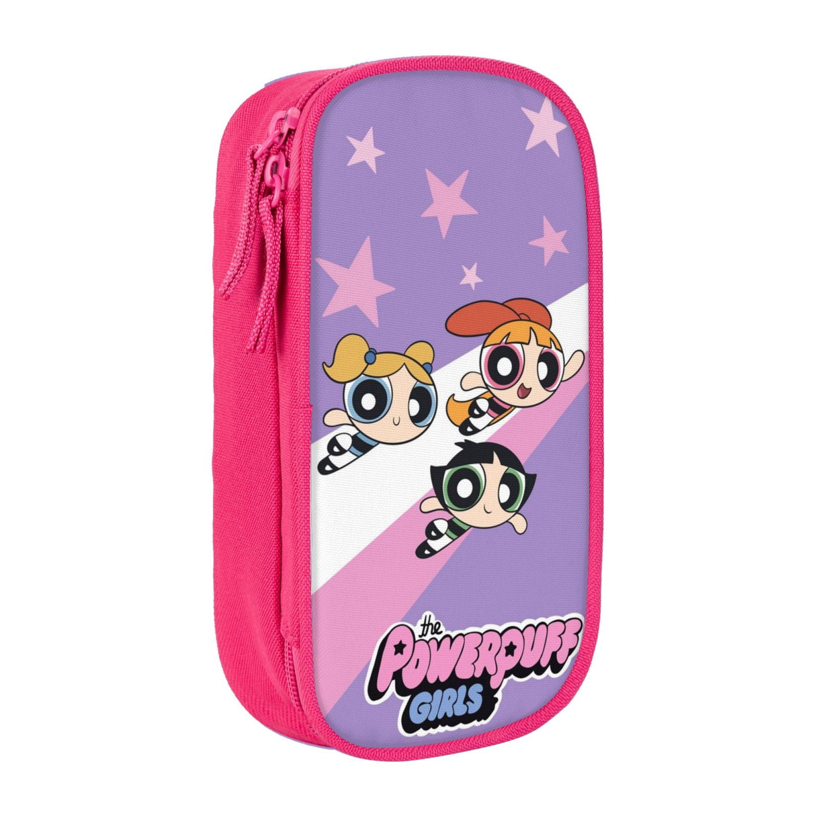 The Powerpuff Gi-rls Pencil Case Large Capacity Pencil Pouch Pen Bag Office Stationery Organizer Travel Makeup Bag Pink