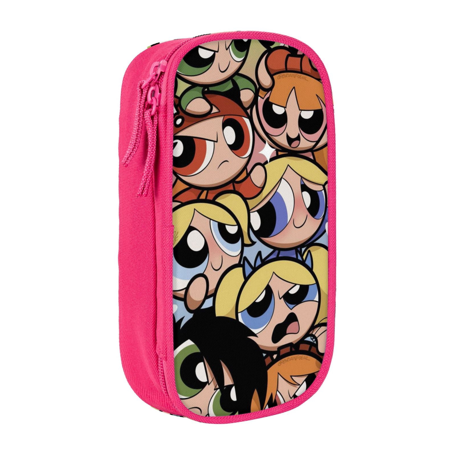 The Powerpuff Gi-rls Pencil Case Large Capacity Pencil Pouch Pen Bag Office Stationery Organizer Travel Makeup Bag Pink