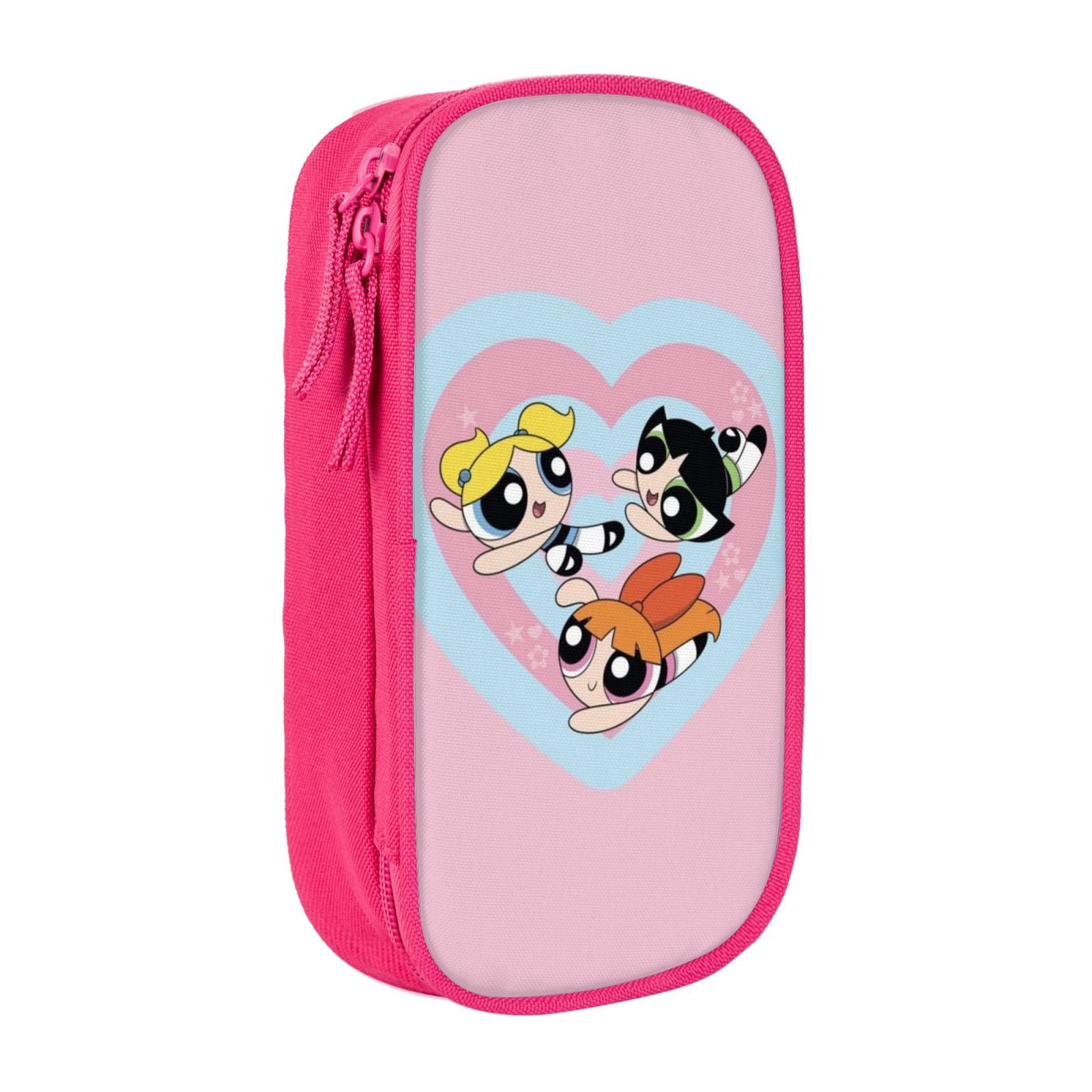 The Powerpuff Gi-rls Pencil Case Large Capacity Pencil Pouch Pen Bag Office Stationery Organizer Travel Makeup Bag Pink