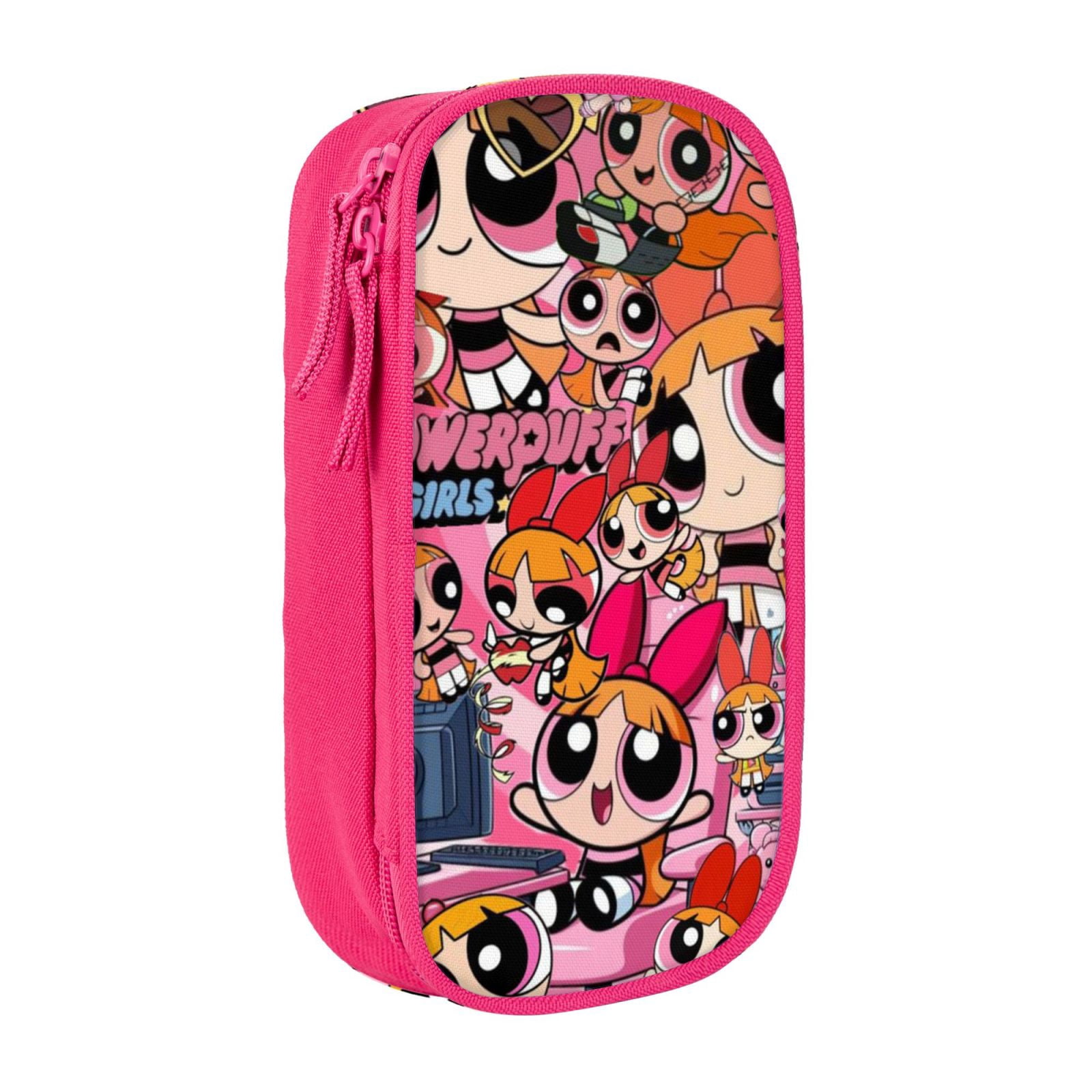 The Powerpuff Gi-rls Pencil Case Large Capacity Pencil Pouch Pen Bag Office Stationery Organizer Travel Makeup Bag Pink