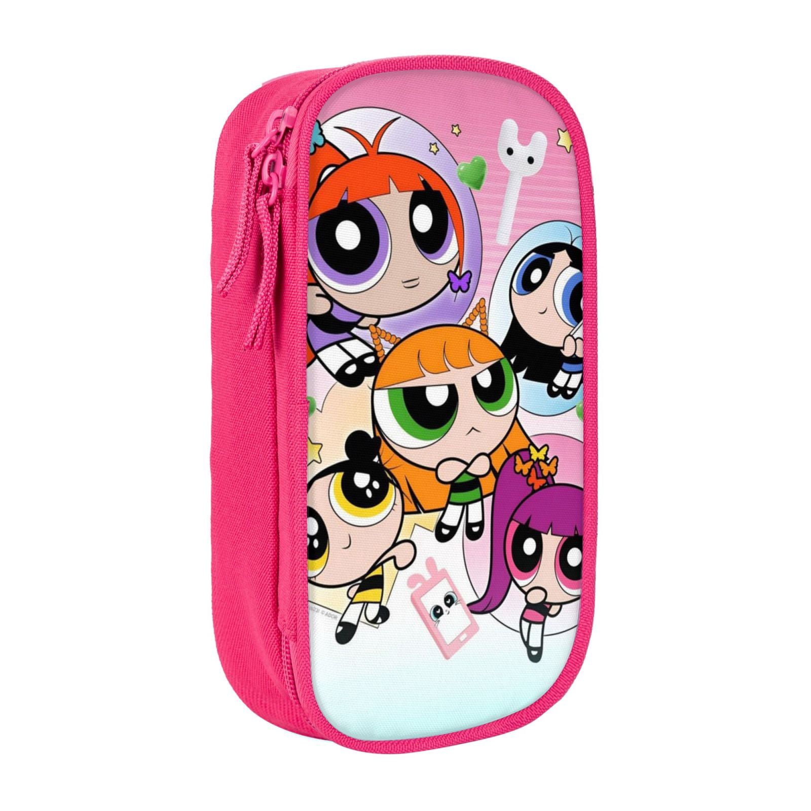 The Powerpuff Gi-rls Pencil Case Large Capacity Pencil Pouch Pen Bag Office Stationery Organizer Travel Makeup Bag Pink