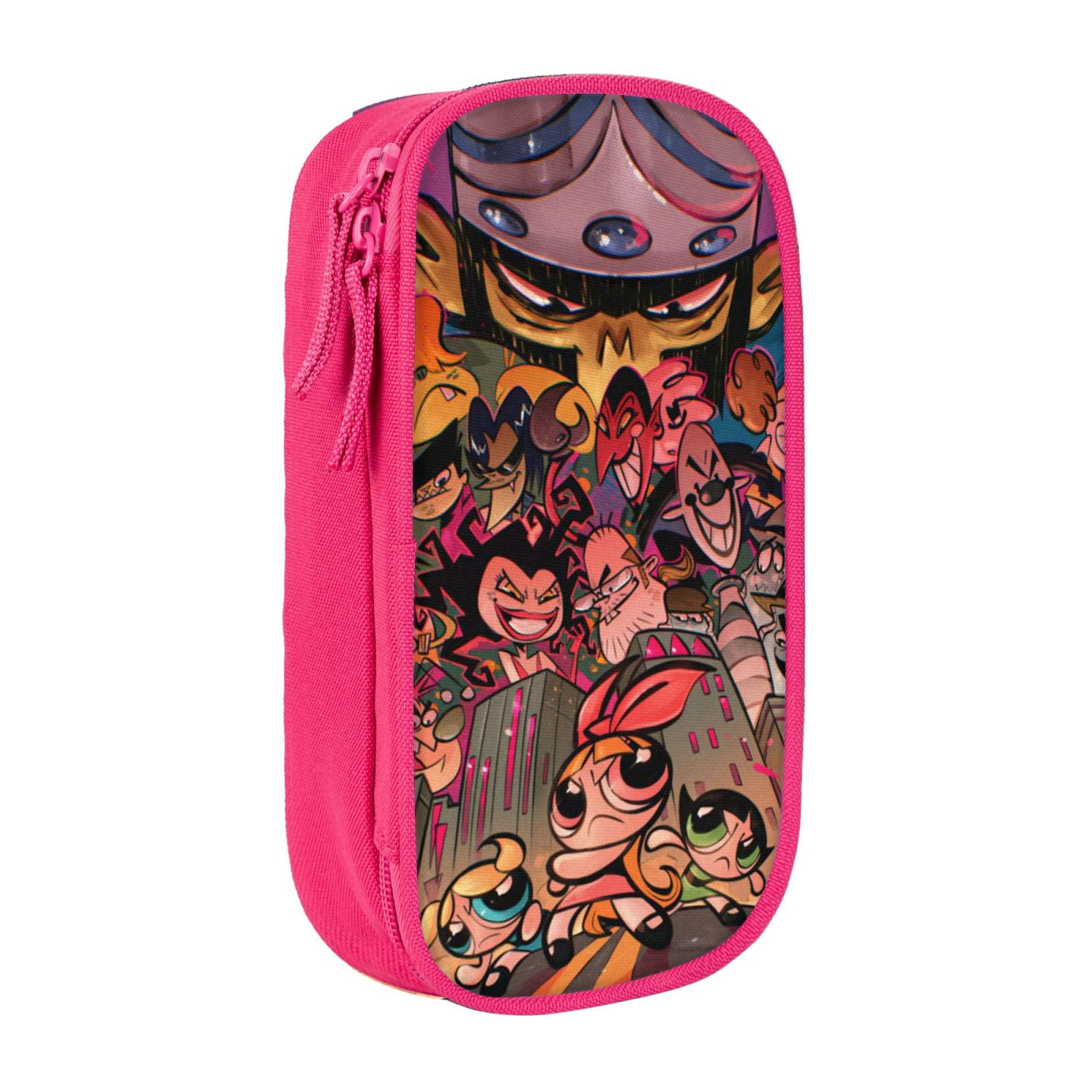 The Powerpuff Gi-rls Pencil Case Large Capacity Pencil Pouch Pen Bag Office Stationery Organizer Travel Makeup Bag Pink