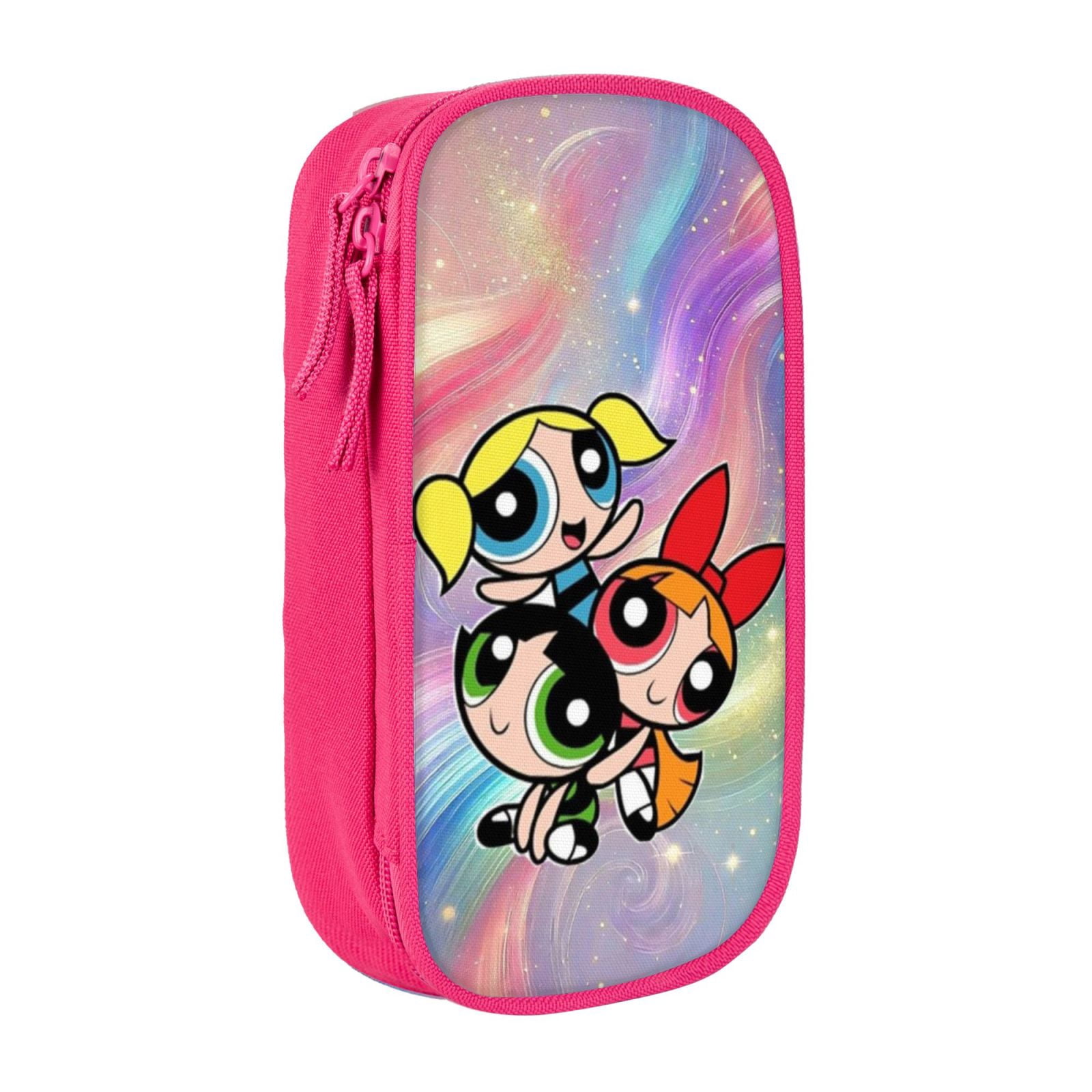 The Powerpuff Gi-rls Pencil Case Large Capacity Pencil Pouch Pen Bag Office Stationery Organizer Travel Makeup Bag Pink