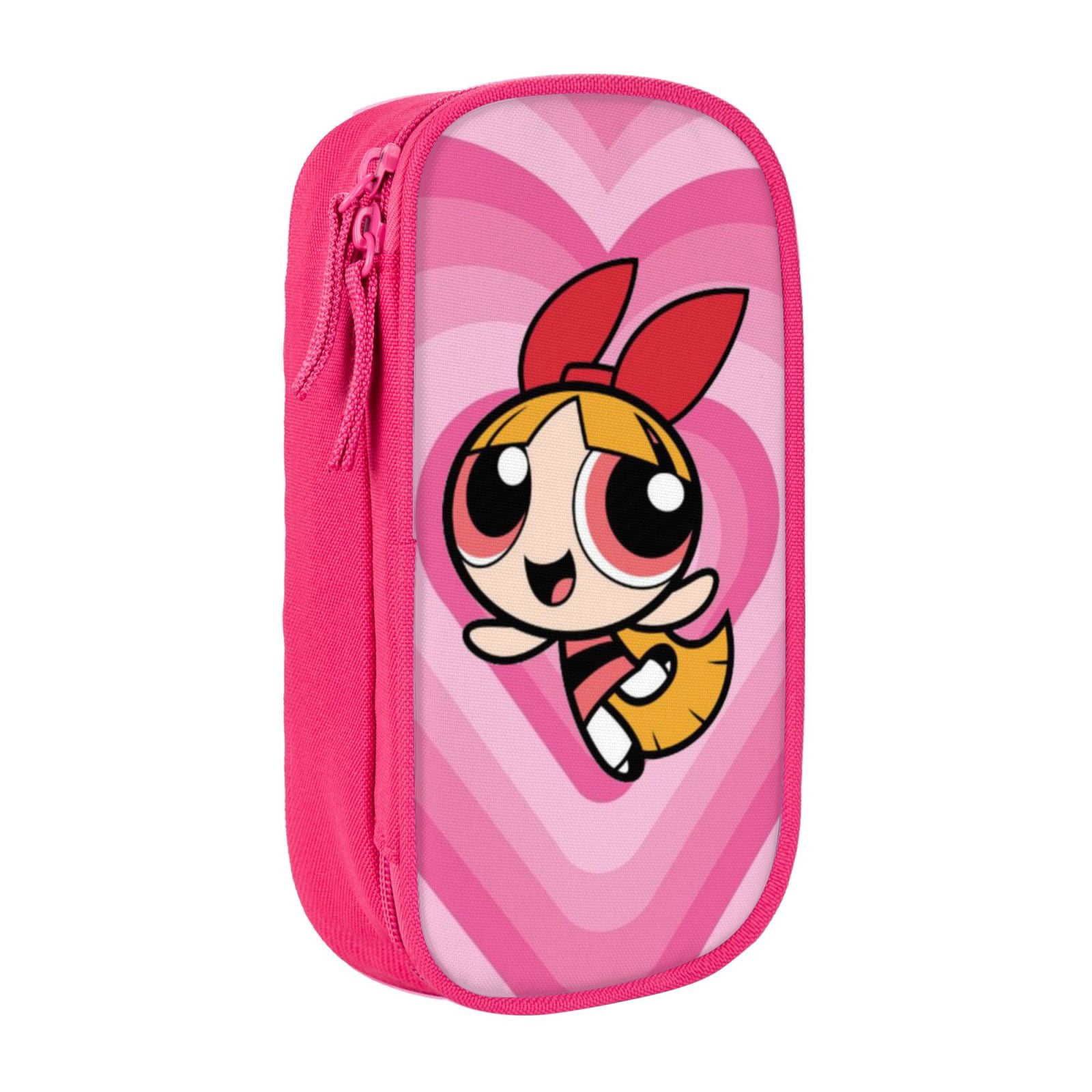 The Powerpuff Gi-rls Pencil Case Large Capacity Pencil Pouch Pen Bag Office Stationery Organizer Travel Makeup Bag Pink