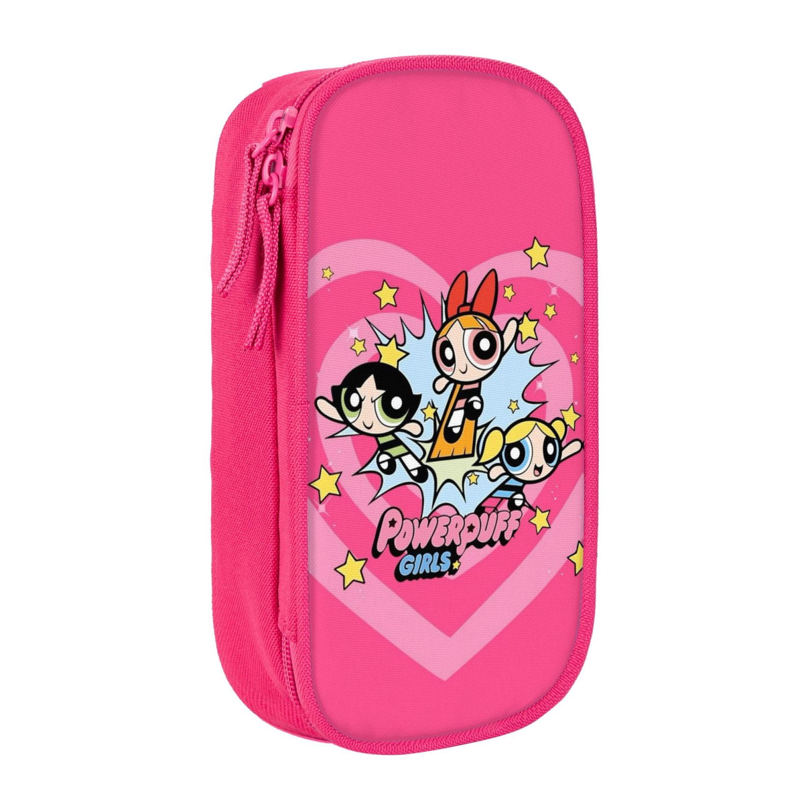 The Powerpuff Gi-rls Pencil Case Large Capacity Pencil Pouch Pen Bag Office Stationery Organizer Travel Makeup Bag Pink