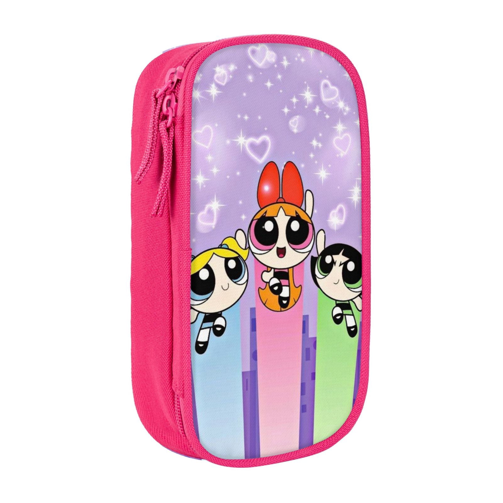 The Powerpuff Gi-rls Pencil Case Large Capacity Pencil Pouch Pen Bag Office Stationery Organizer Travel Makeup Bag Pink