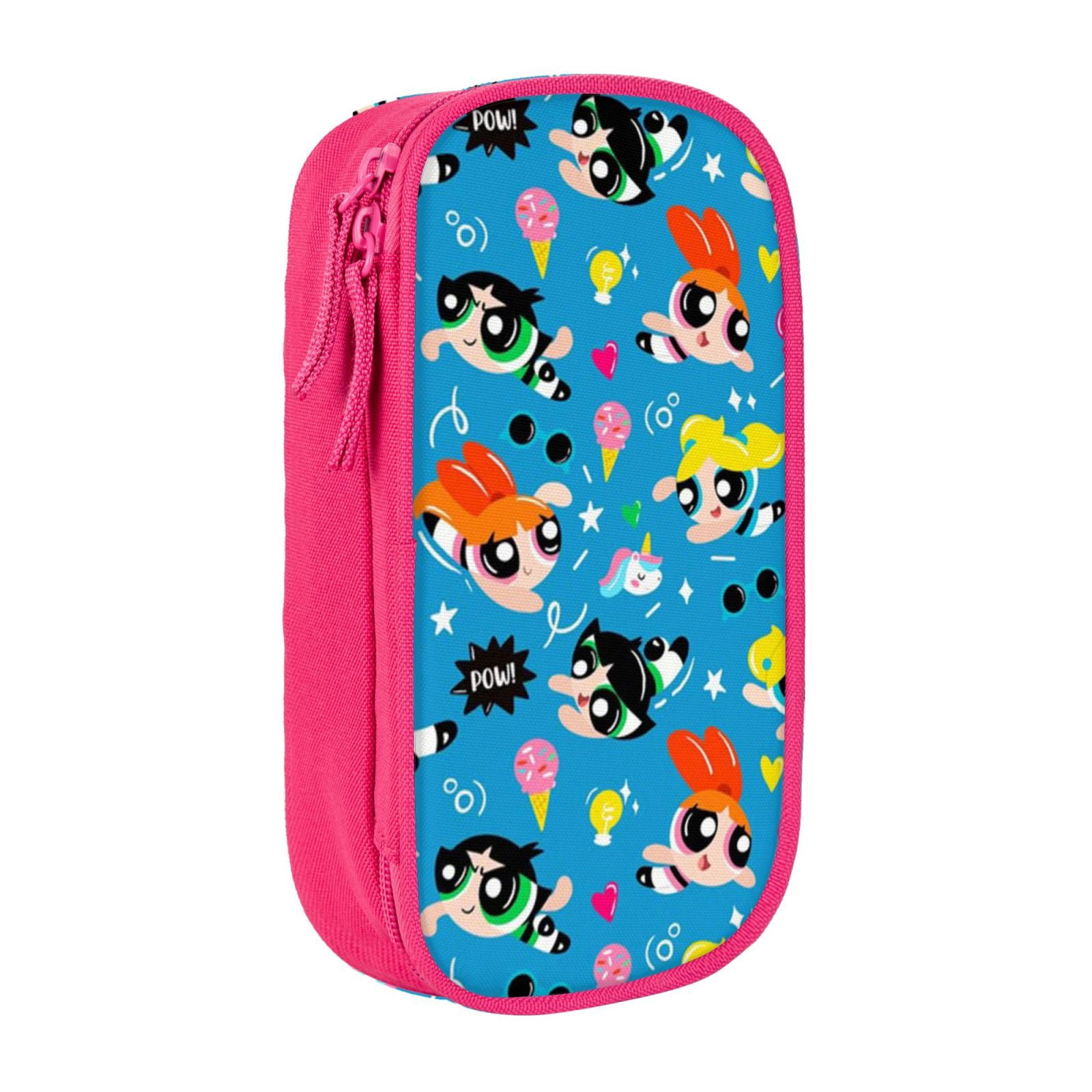 The Powerpuff Gi-rls Pencil Case Large Capacity Pencil Pouch Pen Bag Office Stationery Organizer Travel Makeup Bag Pink