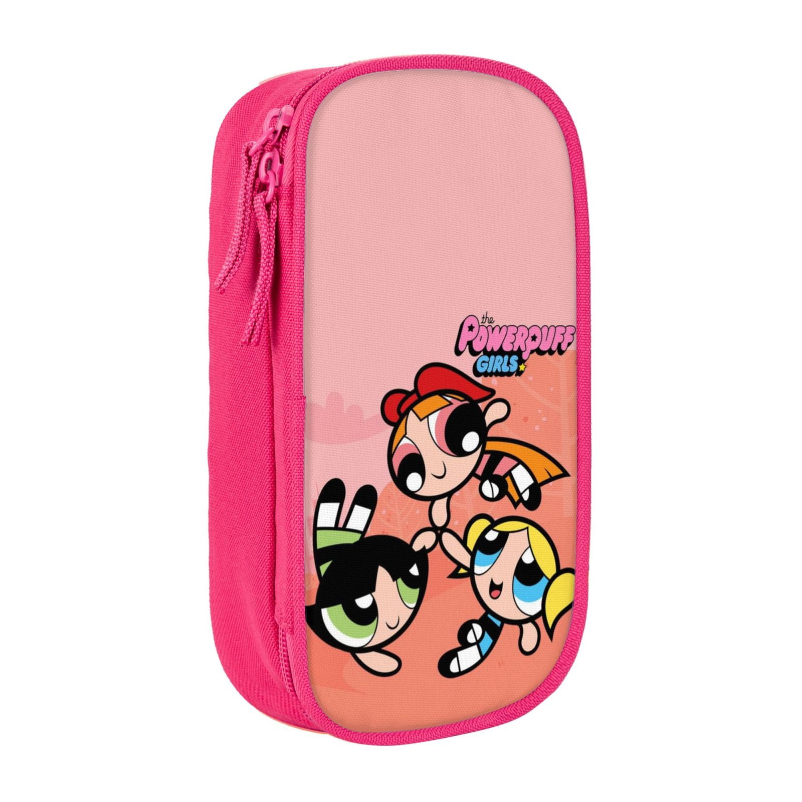 The Powerpuff Gi-rls Pencil Case Large Capacity Pencil Pouch Pen Bag Office Stationery Organizer Travel Makeup Bag Pink