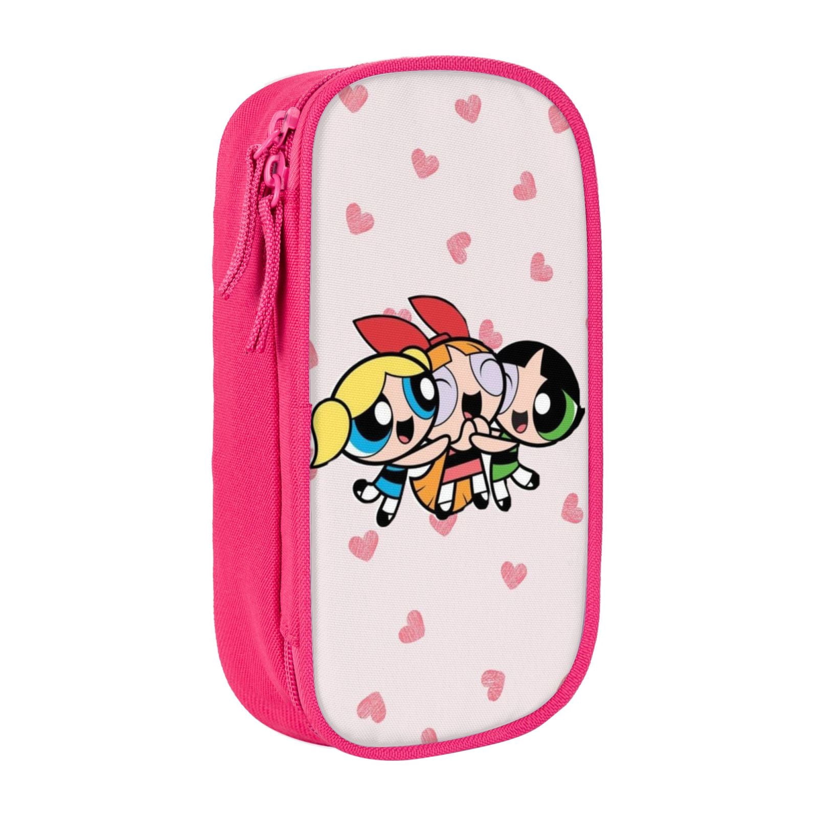 The Powerpuff Gi-rls Pencil Case Large Capacity Pencil Pouch Pen Bag Office Stationery Organizer Travel Makeup Bag Pink