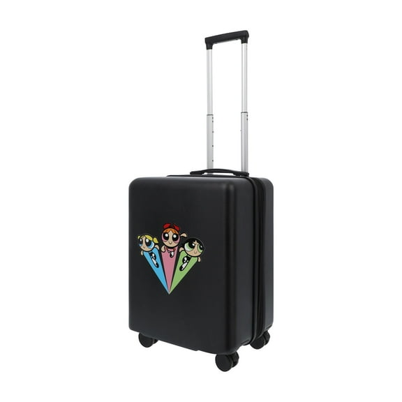 The Powerpuff Girls 22.5 Inch Carry On Luggage, Blossom, Bubbles and Buttercup Hardshell Rolling Suitcase with Spinner Wheels, Black
