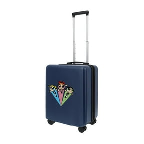 The Powerpuff Girls 22.5 Inch Carry On Luggage, Blossom, Bubbles and Buttercup Hardshell Rolling Suitcase with Spinner Wheels, Blue