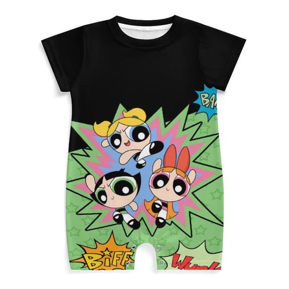 The Powerpuff Girls Baby Romper Short Sleeve Bodysuits Soft Rompers Summer Clothes One-Piece Jumpsuits Outfits 0-3M