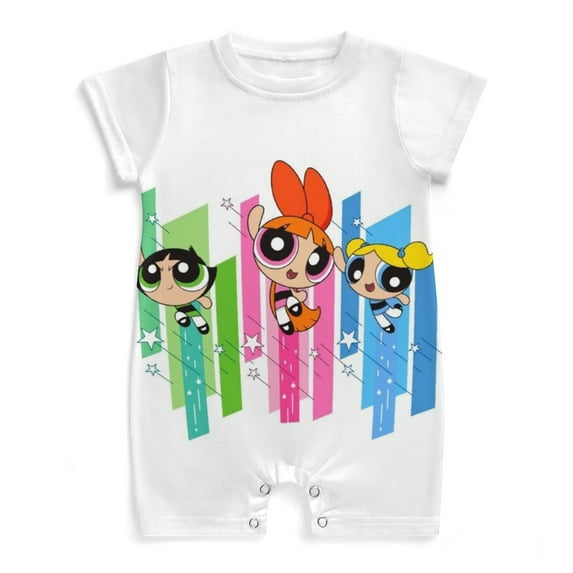 The Powerpuff Girls Baby Romper Short Sleeve Bodysuits Soft Rompers Summer Clothes One-Piece Jumpsuits Outfits 12-18M