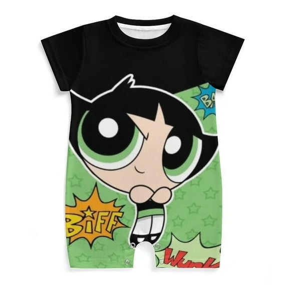 The Powerpuff Girls Baby Romper Short Sleeve Bodysuits Soft Rompers Summer Clothes One-Piece Jumpsuits Outfits 12-18M