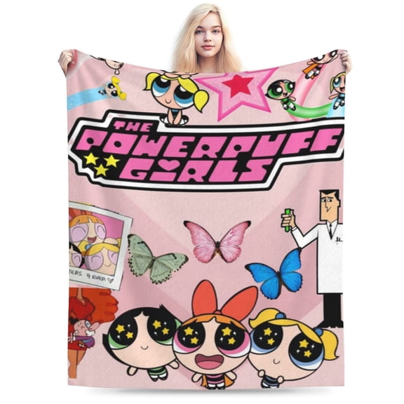 The Powerpuff Girls Bed Blanket Air Conditioner Quilt Ultra Soft Flannel Blanket All Season Fuzzy Blanket Reversible Fluffy Plush Blanket 40"X30"