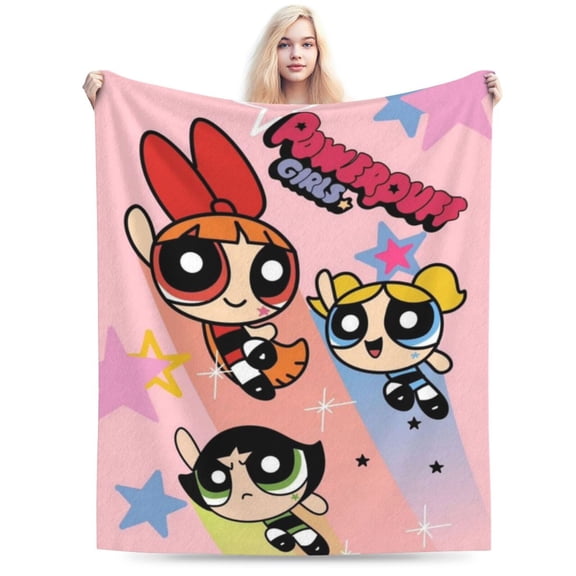 The Powerpuff Girls Bed Blanket Air Conditioner Quilt Ultra Soft Flannel Blanket All Season Fuzzy Blanket Reversible Fluffy Plush Blanket 40"X30"