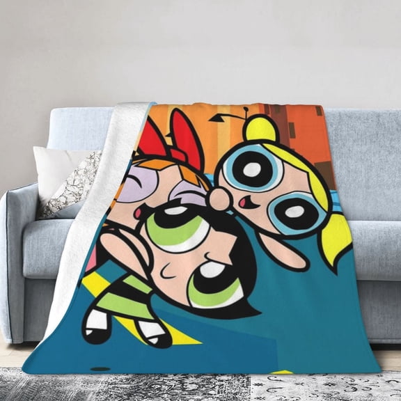 The Powerpuff Girls Bed Blanket Air Conditioner Quilt Ultra Soft Flannel Blanket All Season Fuzzy Blanket Reversible Fluffy Plush Blanket 40"X30"