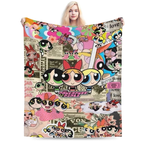 The Powerpuff Girls Bed Blanket Air Conditioner Quilt Ultra Soft Flannel Blanket All Season Fuzzy Blanket Reversible Fluffy Plush Blanket 40"X30"