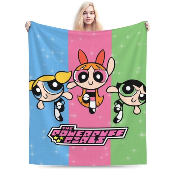 The Powerpuff Girls Bed Blanket Air Conditioner Quilt Ultra Soft Flannel Blanket All Season Fuzzy Blanket Reversible Fluffy Plush Blanket 40"X30"