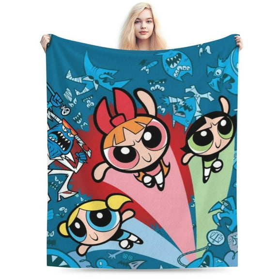 The Powerpuff Girls Bed Blanket Air Conditioner Quilt Ultra Soft Flannel Blanket All Season Fuzzy Blanket Reversible Fluffy Plush Blanket 50"X40"