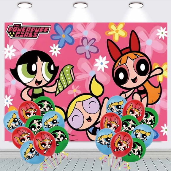 The Powerpuff Girls Birthday Balloons Party Supplies Banner Backdrop Background Taspestry Poster Wall Decor