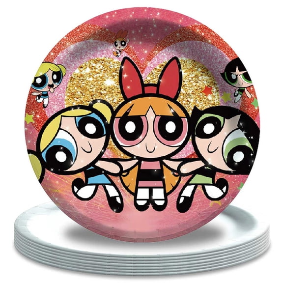 The Powerpuff Girls Birthday Decorations Plates Party Supplies Tableware Disposable Dinnerware