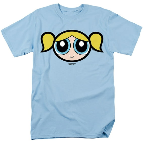 The Powerpuff Girls Bubbles Face Unisex Adult T Shirt, Light Blue, X-Large