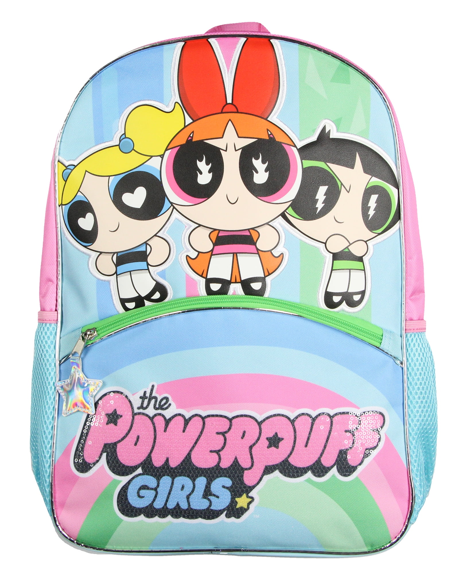 The Powerpuff Girls Buttercup Blossom Bubbles Heroine Stance Backpack 17" Travel Laptop Backpack