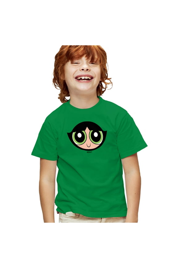 The Powerpuff Girls Buttercup Face Kids T Shirt for Youth Boys and Girls, Kelly Green, X-Small