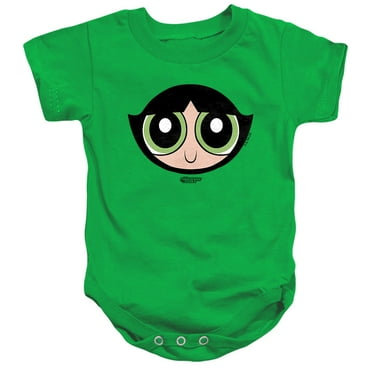 The Powerpuff Girls Buttercup Face Unisex Infant Snap Suit for Baby, Kelly Green, Medium