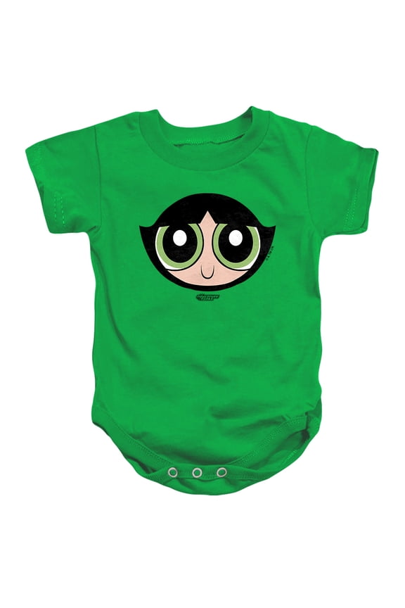 The Powerpuff Girls Buttercup Face Unisex Infant Snap Suit for Baby, Kelly Green, Small