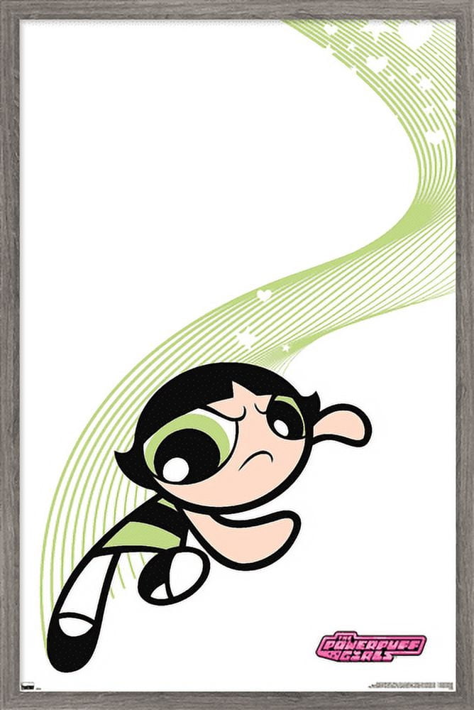The Powerpuff Girls - Buttercup Heart Lines Wall Poster, 14.725" x 22.375", Framed
