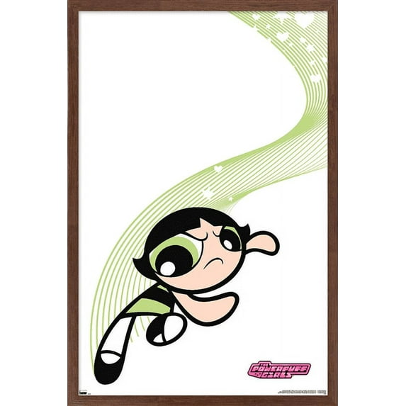 The Powerpuff Girls - Buttercup Heart Lines Wall Poster, 14.725" x 22.375", Framed