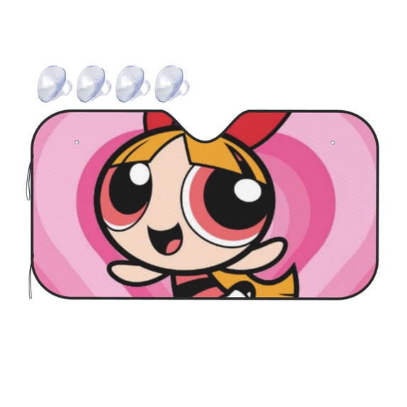 The Powerpuff Girls Car Sun Shade Windshield Sunshade Aluminum Foil Sun Shield For Uv Protection & Heat Blocking Medium