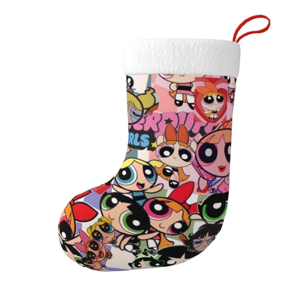 The Powerpuff Girls Christmas Stocking 17.7" Classic Xmas Stockings For Family Holiday Fireplace Party Decorations